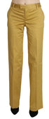 Just Cavalli Mustard Yellow Straight Formal Trousers Pants
